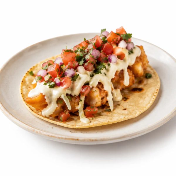 Taco capeado con mayonesa pico de gallo