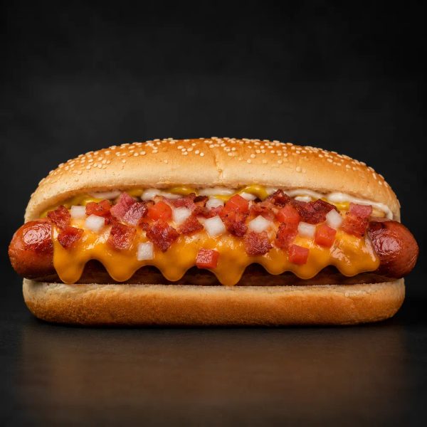 Smoked bacon Hot dog con queso